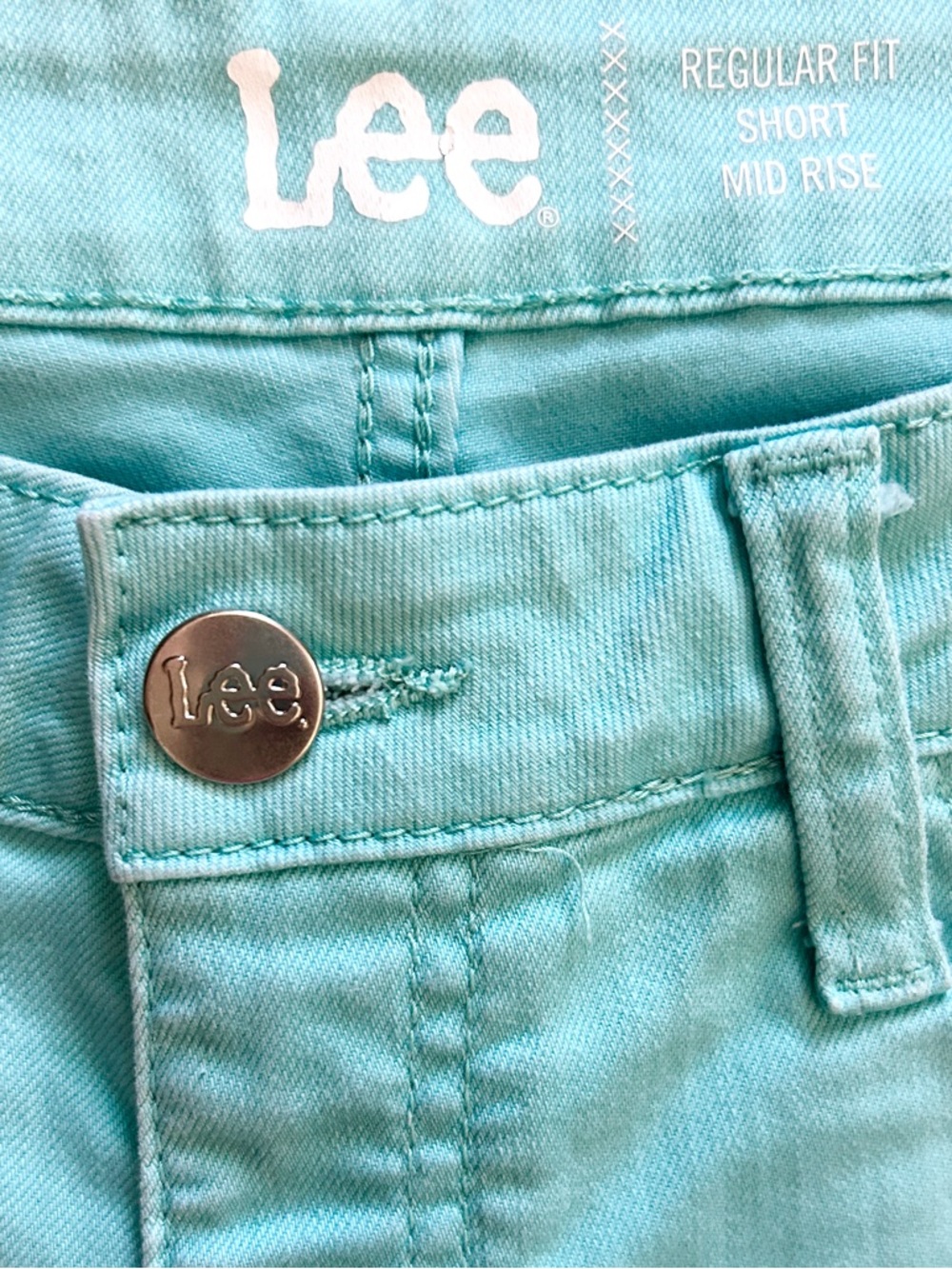 Lee Women's Aqua Blue Jean Cotton Shorts Sz.12 - Picture 3 of 3